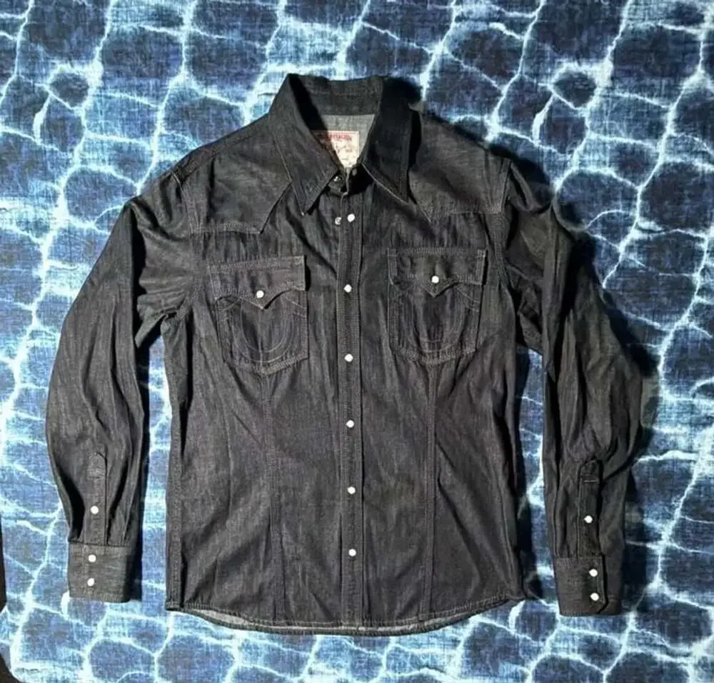 True Religion Denim Western Shirt Size XXL Black Cotton
